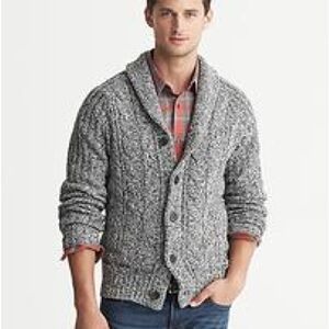 BANANA REPUBLIC CABLE-KNIT SHAWL-COLLAR CARDIGAN